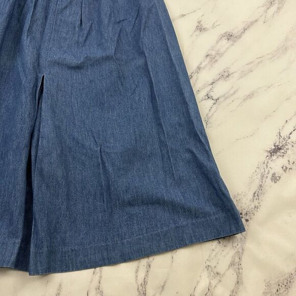 Talbots Womens Vintage 90s Denim Maxi Skirt Size M Blue Pleated Pockets - Picture 3 of 10